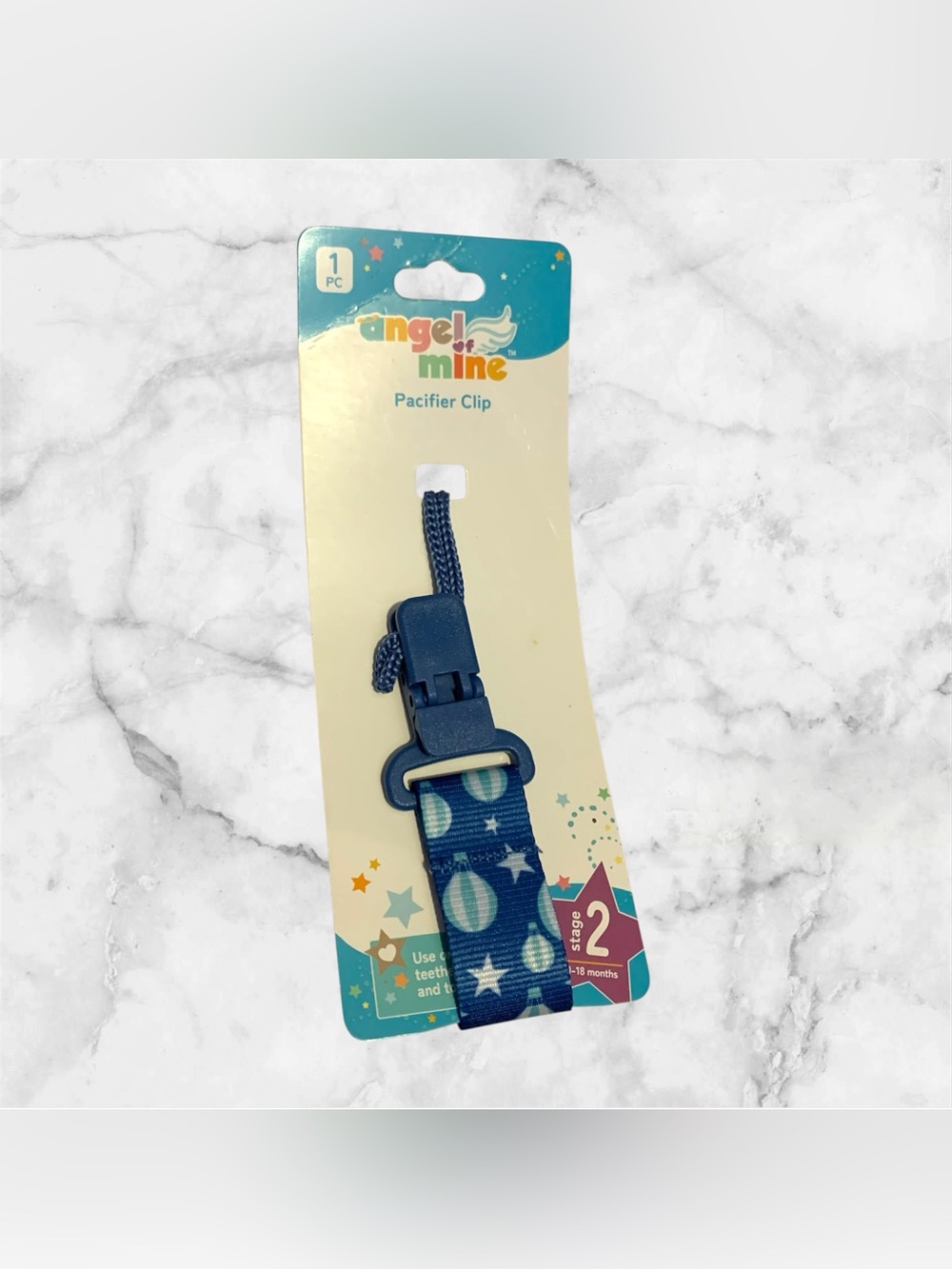 “Angel of Mine” Navy Blue Hot-Air Balloon Pacifier Clip